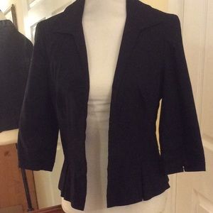 Peplum bolero jacket, black cotton, cotton 3/4 slv